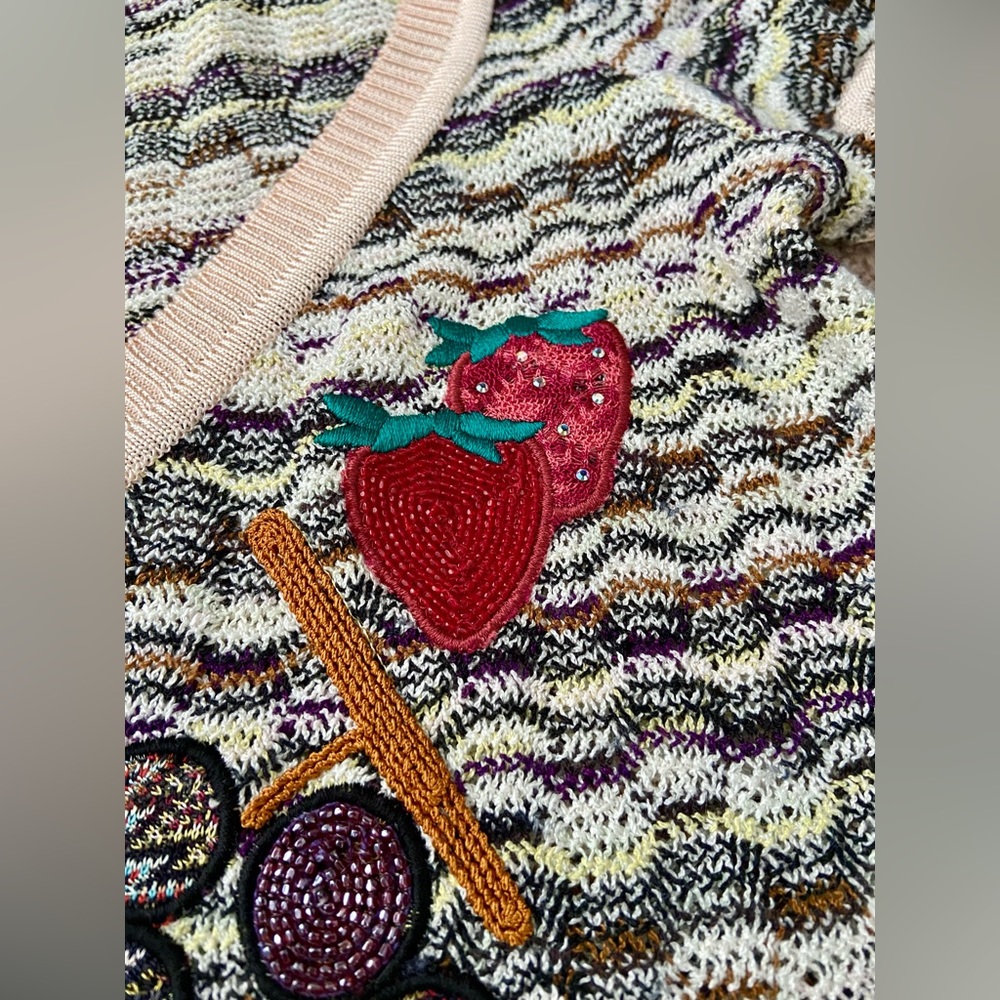 Missoni 2005 Collectable Fruit Applique Knit Sweater V Neck Limited Edit… - Picture 5 of 14